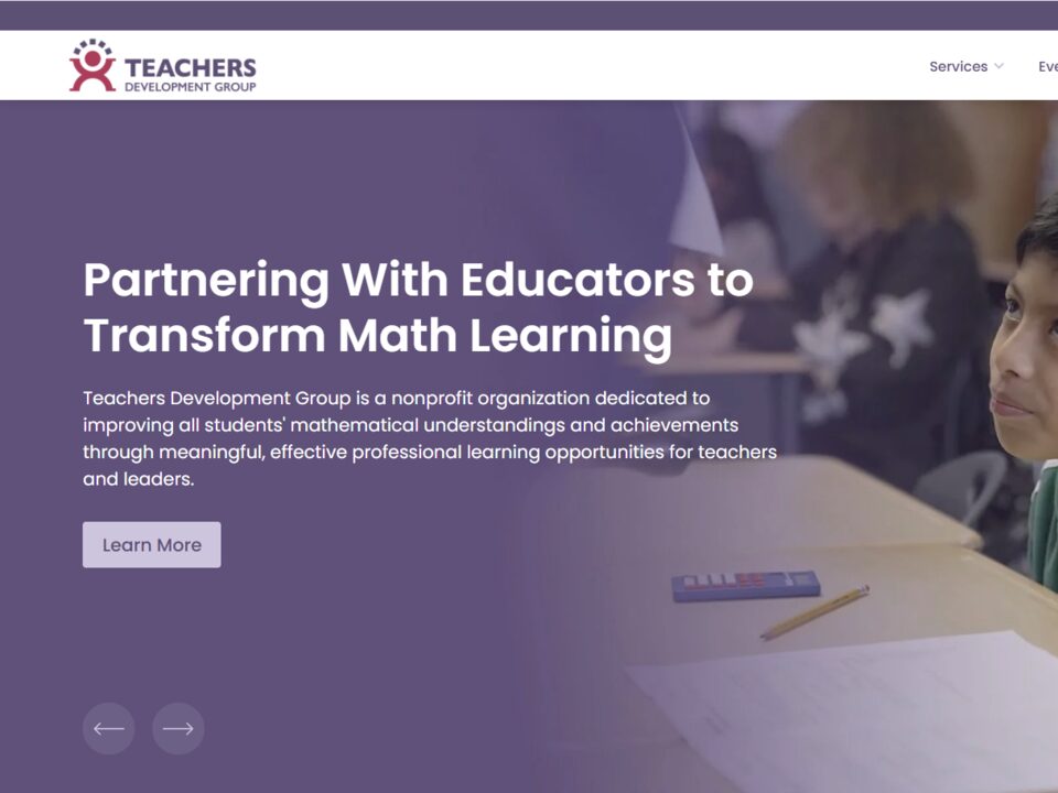 Teachers Development Group homepage: “Partnering With Educators to Transform Math Learning”